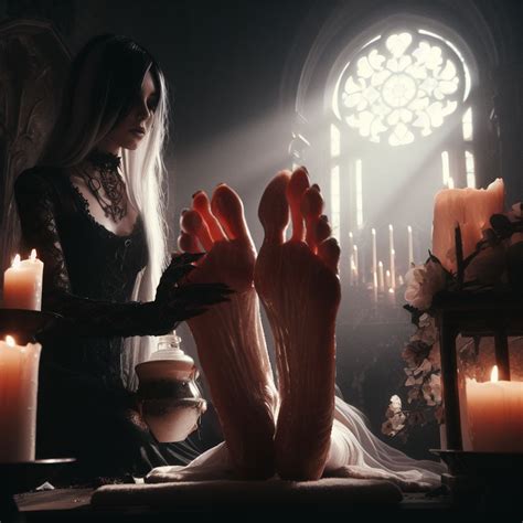 Goth GF in the temple barefoot by Fortran97 on DeviantArt